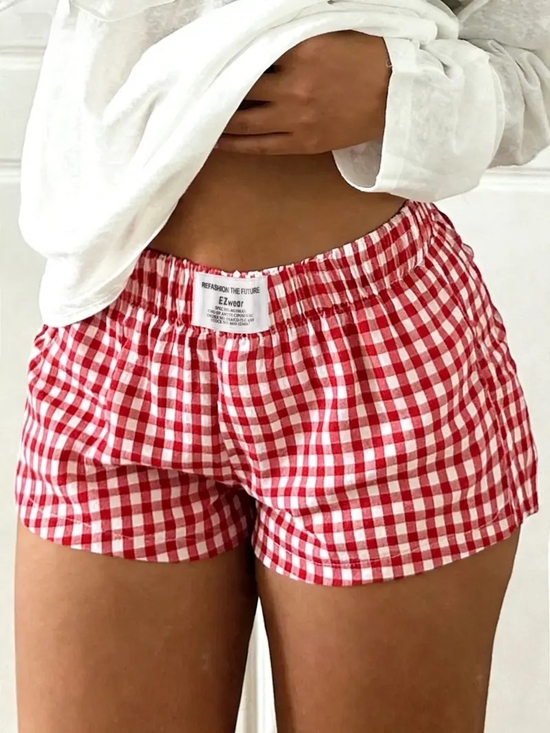 SHEIN Pants - ✨5 For $25 SHEIN Red Gingham Athletic Lounge Shorts